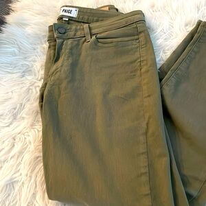 Paige Ivy Green straight skinny cropped ankle length leg jeans